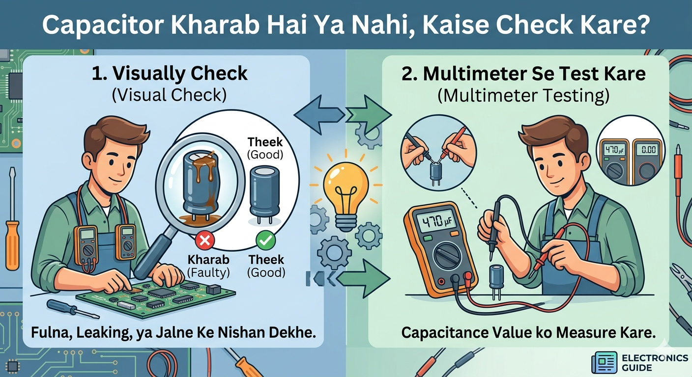 Capacitor kharab hai ya nahi check karne ka tarika - Muskan Electronic